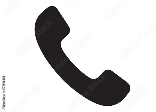 Call icon logo silhouette vector, Telephone logo icon silhouette, telephone handset black and white vector icon, Phone icon logo vector silhouette isolated on white background 