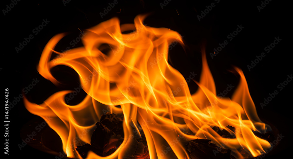 Fiery Dance: Captivating Flames Against Black Backdrop - Ignite Your Senses! Fiery Dance: Captivating Flames Against Black Backdrop - Ignite Your Senses!