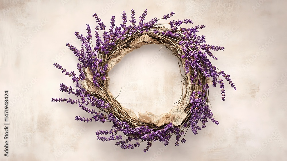 Lavender Wreath with Rustic Decor. Lavender Wreath with Rustic Decor.