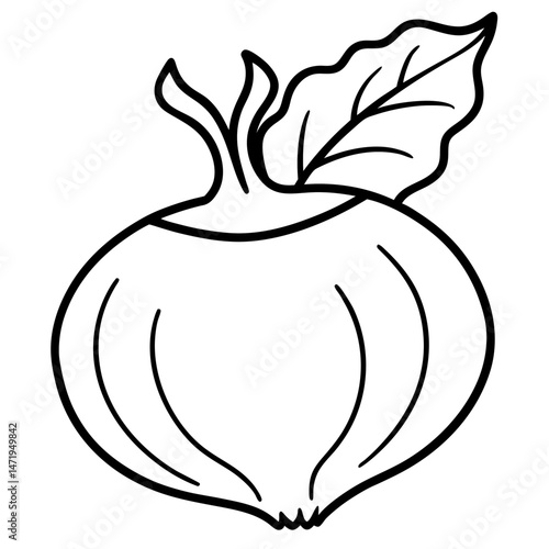 Minimalist Kohlrabi Line Art Vector