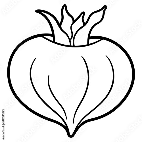 Minimalist Kohlrabi Line Art Vector