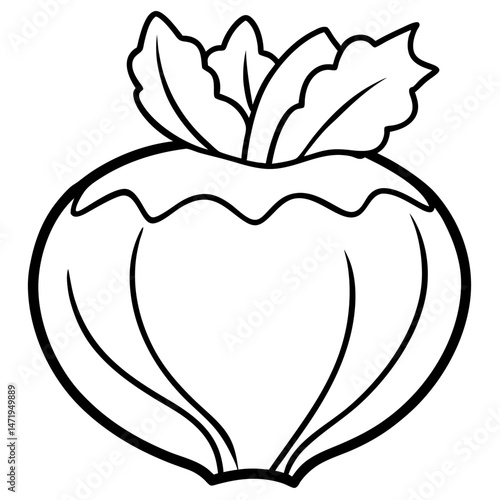 Minimalist Kohlrabi Line Art Vector