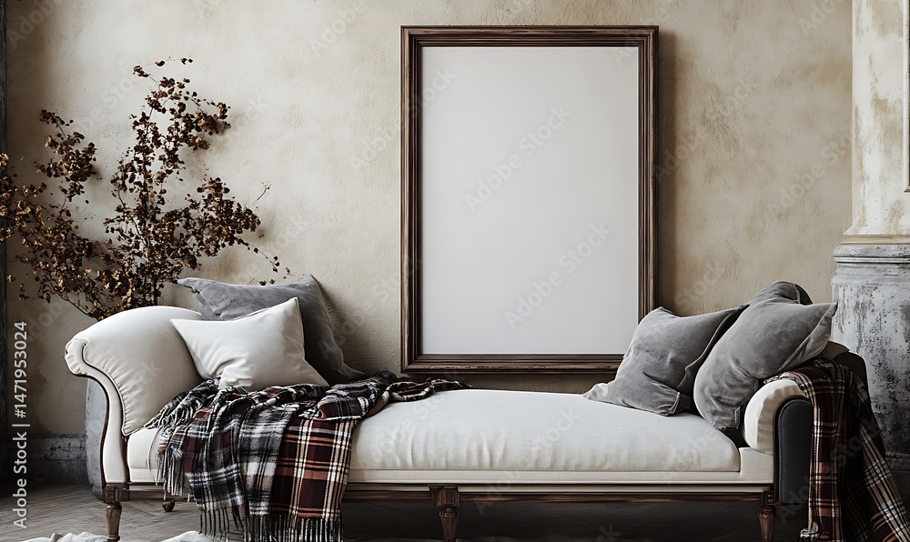A beautiful decorated chaise lounge sits in an elegant room