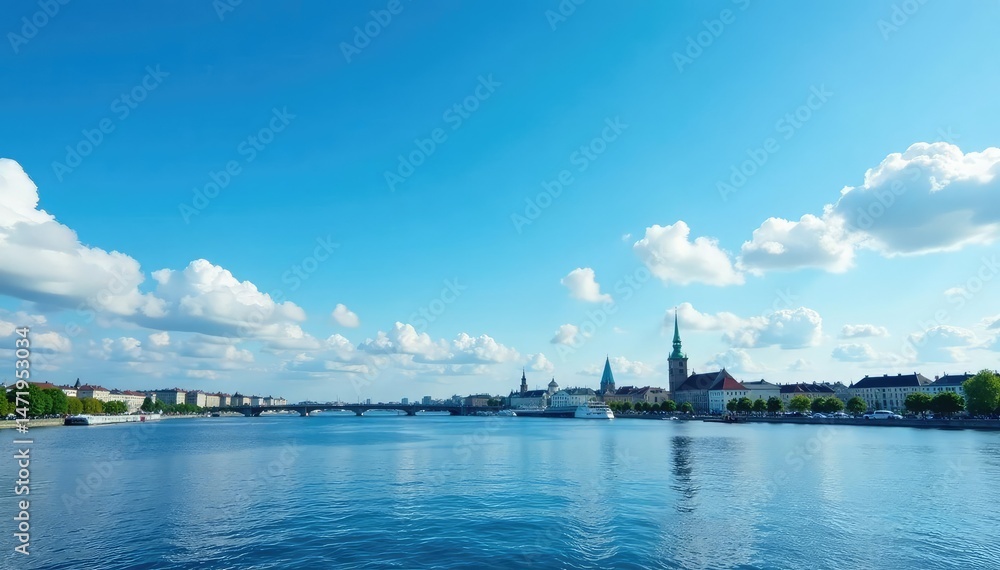 Fototapeta premium Crisp Copenhagen sky, vibrant blue, cloudless day , aesthetic, nature