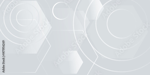 White background abstract art vector illustration with smooth  hexagon and circles