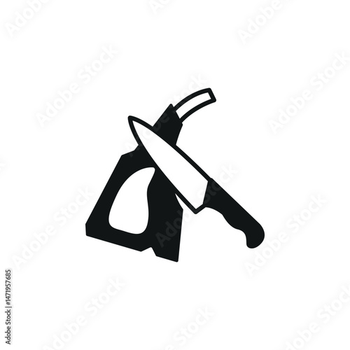 Knife and meat icon. Simple knife and meat icon for social media, app and web design. Vector illustration.