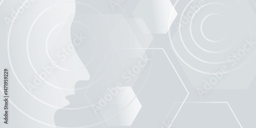 White background abstract art vector illustration with smooth  hexagon and circles. eps10