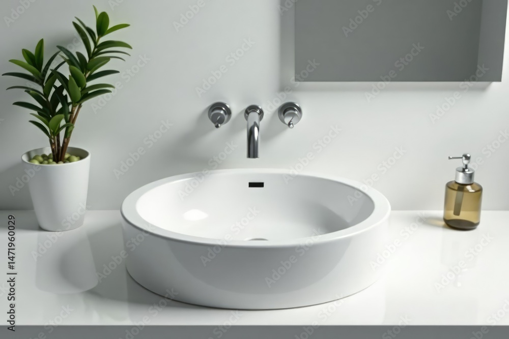 Clean white bathroom sink with chrome faucet, ready for use , white, elegance, clean Clean white bathroom sink with chrome faucet, ready for use , white, elegance, clean
