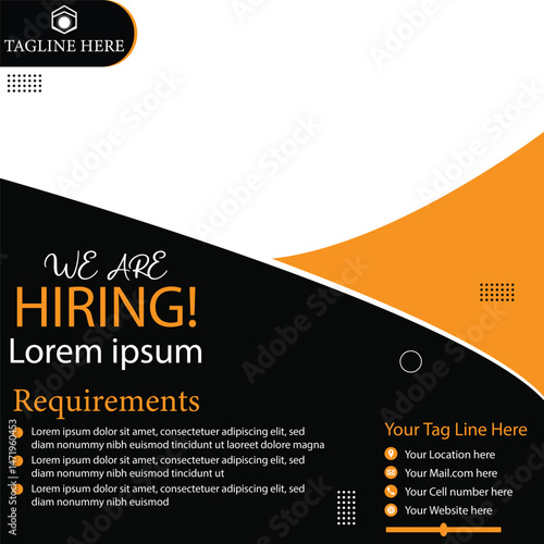 We are hiring social media post template vector