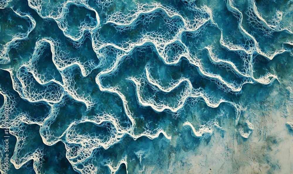 Abstract artistic representation of ocean waves and water movement