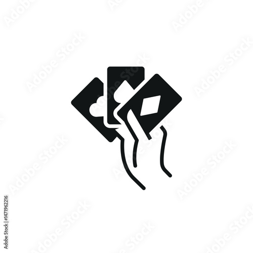 Hand holding cards icon. Simple hand holding cards icon for social media, app and web design. Vector illustration.