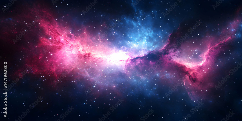 Fototapeta premium Stunning Cosmic Nebula with Bright Colors and Twinkling Stars