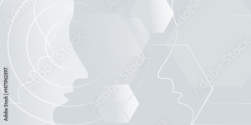 White background abstract art vector illustration with  hexagon and circles. eps10
