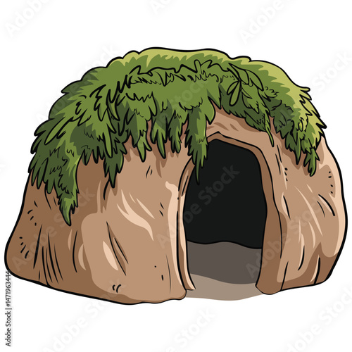 Bear den hole in ground isolated vector illustration on white background