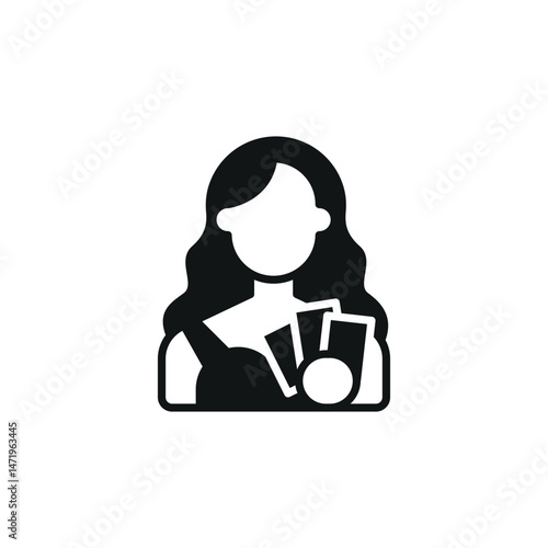 Female gambler icon. Simple female gambler icon for social media, app and web design. Vector illustration.