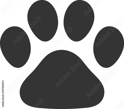 肉球のシルエット　アイコン　犬　猫　黒　Dog and cat paw print.
