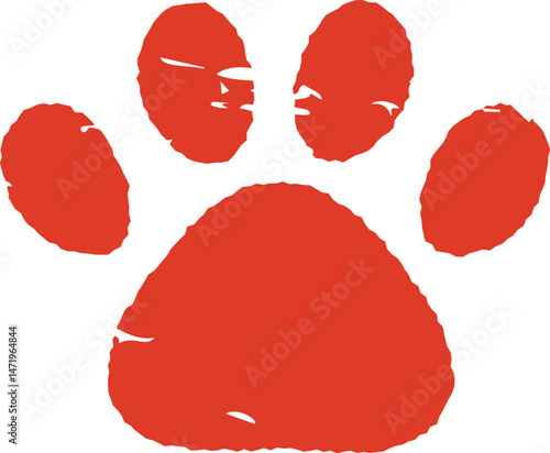 肉球のスタンプ・ハンコ　赤　アイコン　犬　猫　赤　Dog and cat paw print.