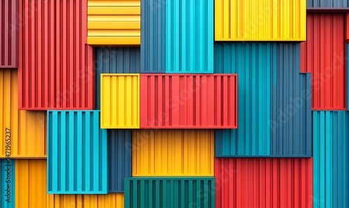 Obraz na płótnie Colorful shipping container blocks forming a bright geometric pattern background w salonie