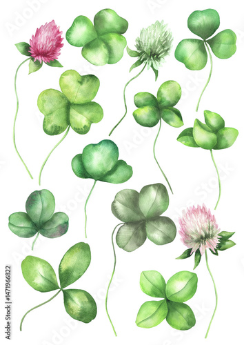 Watercolor clover set