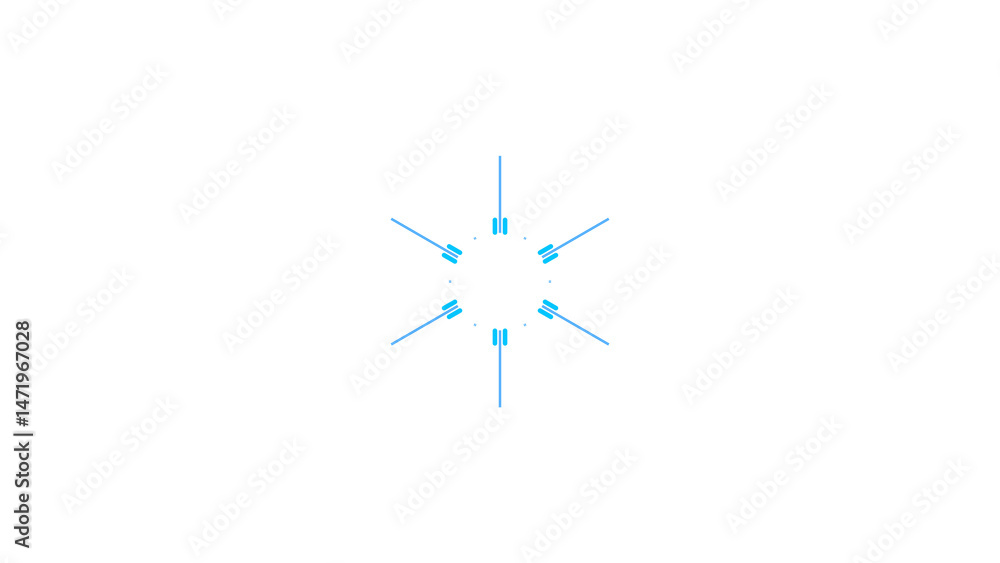 Abstract geometric design with radiating blue lines on black background