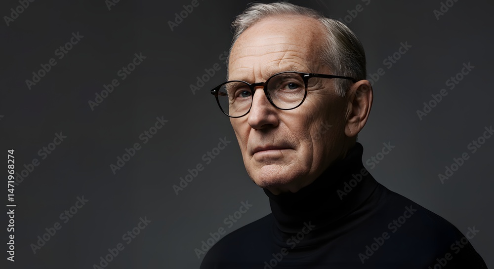 Obraz premium Elderly Man in Glasses Portrait