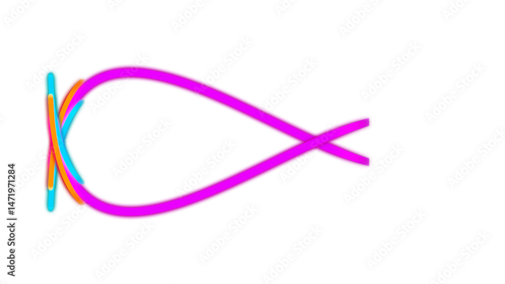 Vibrant Neon Lines Create a Fish-Shaped Design Against Black Vibrant Neon Lines Create a Fish-Shaped Design Against Black