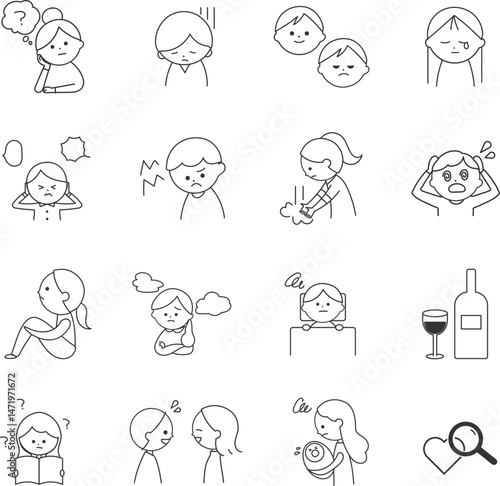 心療内科　精神科　アイコン　セット