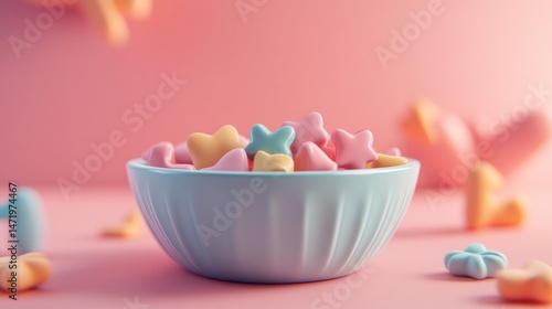 Pastel-colored cereal in a bowl