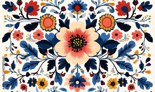 Obraz na płótnie Intricate floral arrangement composed of vibrant colors and organic forms w salonie