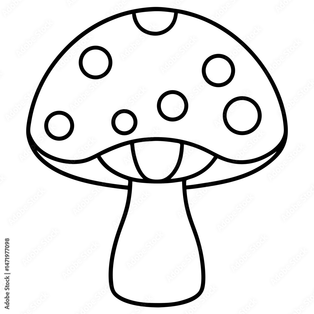 Minimalist White Mushroom Line Art Minimalist White Mushroom Line Art