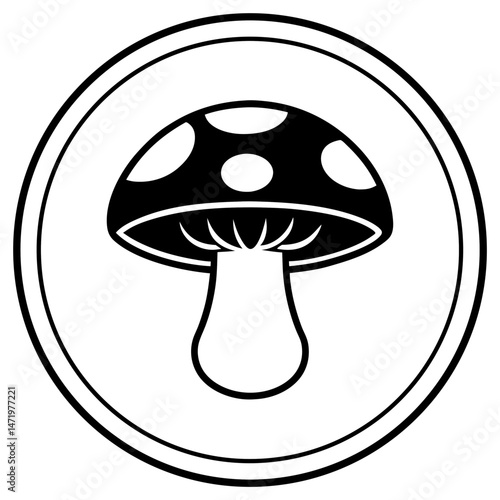 Minimalist White Mushroom Line Art