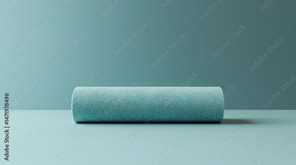 Obraz premium Light teal cylinder on a teal surface