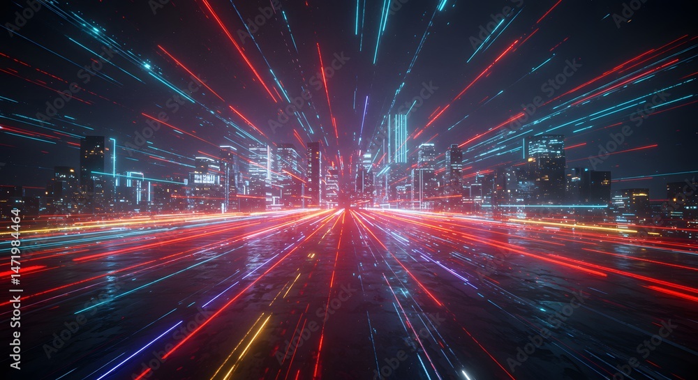Abstract futuristic cityscape visualizing speed Abstract futuristic cityscape visualizing speed