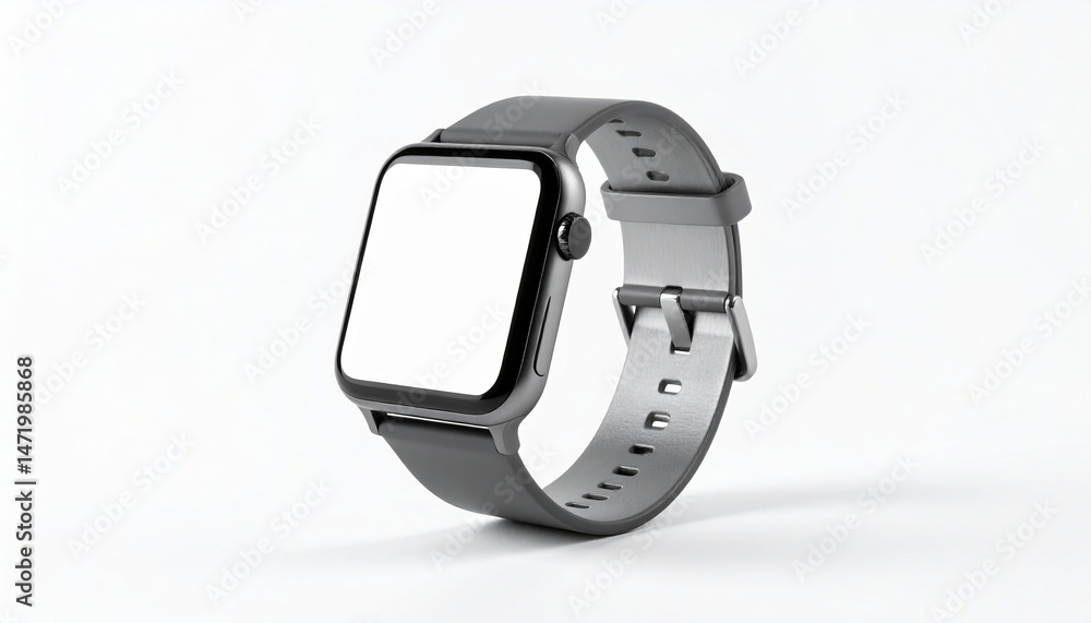 Smartwatch with blank screen for mockup on white background representing modern technology and wearable device showcasing digital lifestyle and connectivity Smartwatch with blank screen for mockup on white background representing modern technology and wearable device showcasing digital lifestyle and connectivity