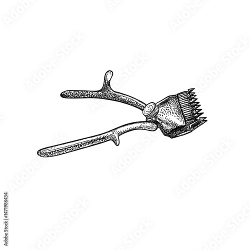 old rusty scissors isolated with pointilist
