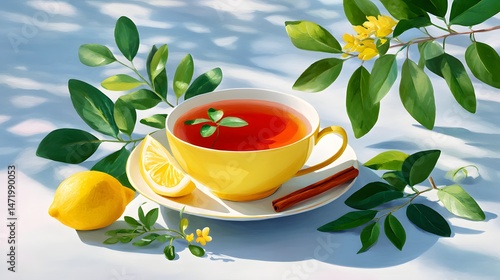 Wallpaper Mural Revitalizing herbal tea infusion for healthier living cozy kitchen watercolor art nature vibes wellness concept Torontodigital.ca