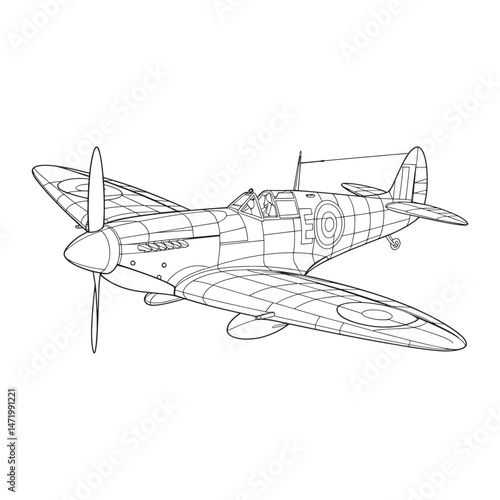 Old Airplane outline vector illustration