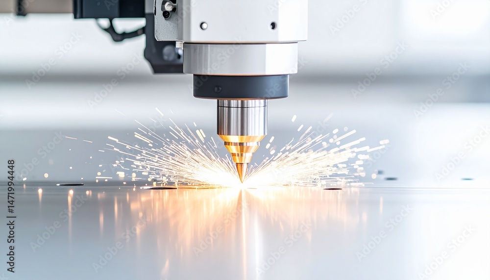 A scene where a CNC machine cuts metal at high speed A scene where a CNC machine cuts metal at high speed