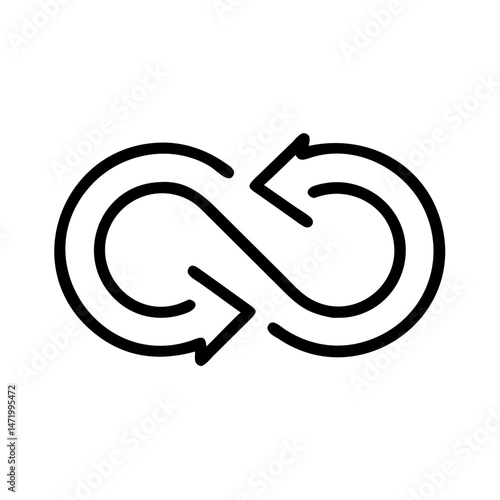 Infinity arrows icon in flat outline style