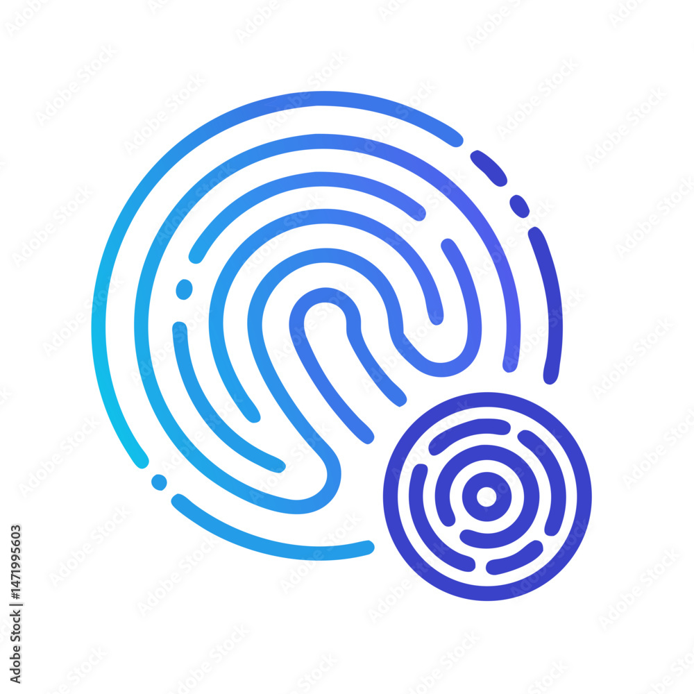 Blue fingerprint with spiral detail in secure identity style Blue fingerprint with spiral detail in secure identity style