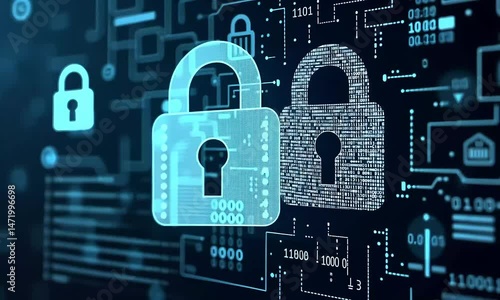 Wallpaper Mural Digital locks on circuit background Torontodigital.ca