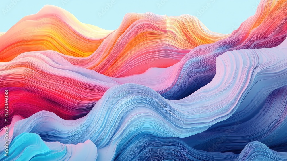 Obraz premium Abstract Colorful Waves in Soft Pastel Tones for Creative Projects