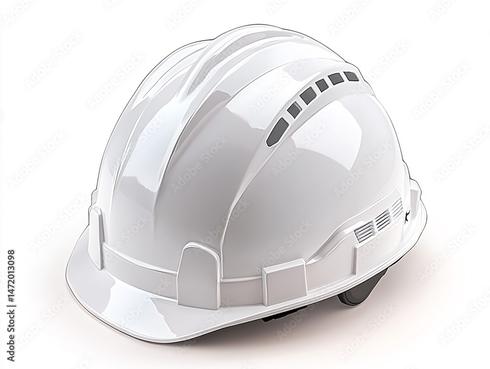 Fototapeta premium White Hard Hat Safety Helmet Construction Worker Head Protection