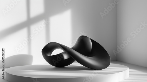 Abstract Minimalist Sculpture in Sunlit Room