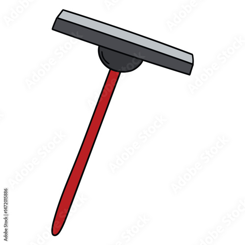 Hand drawn cartoon squeegee for cleaning windows on white background.