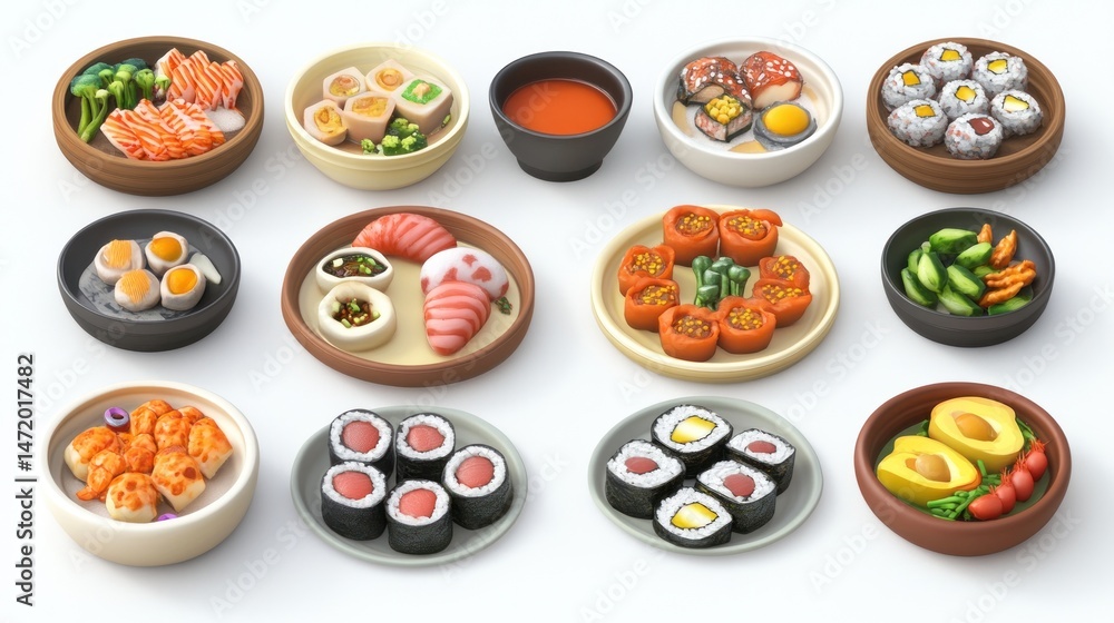 Variety of Asian cuisine dishes Variety of Asian cuisine dishes