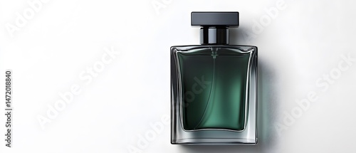 Elegant Dark Green Mens Perfume Bottle Mockup Isolated on White