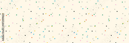 Dotted simple sprinkle seamless pattern. Bright color confetti on white background. Vector Illustration for holiday, party, birthday, invitation