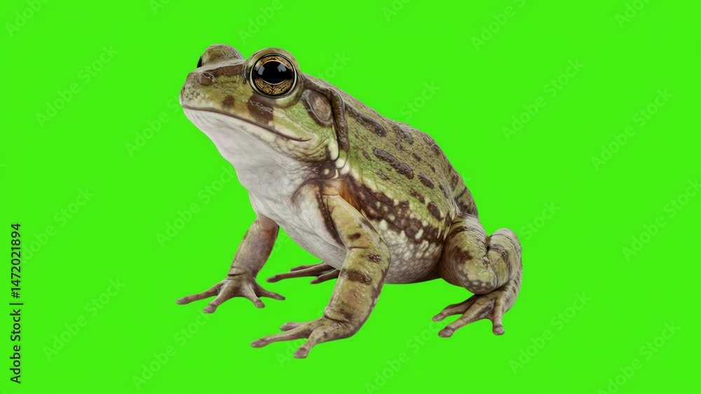 Close-up of a Frog on Green Screen Background Close-up of a Frog on Green Screen Background