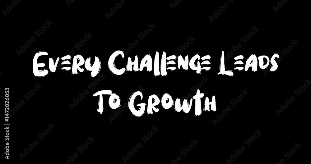 Every Challenge Leads To Growth Bold Text Typography Quotation Grunge Transition Animation Effect on Black Background Every Challenge Leads To Growth Bold Text Typography Quotation Grunge Transition Animation Effect on Black Background